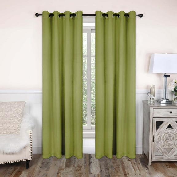Superior Blackout Solid Light Filtering Grommet Curtain Panel Set, 52"X 84", Sage