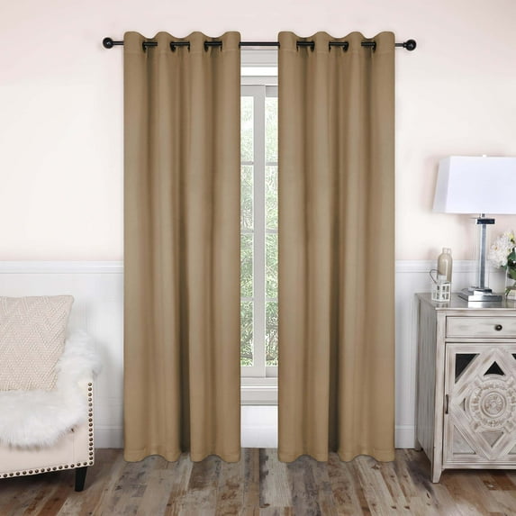 Superior Blackout Solid Light Filtering Grommet Curtain Panel Set, 52"X 84", Smoked Ash