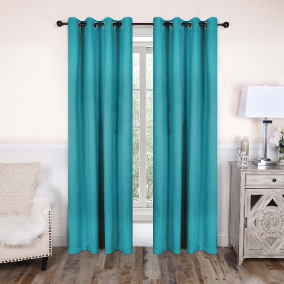 Superior Blackout Solid Light Filtering Grommet Curtain Panel Set, 52" x 96", Aqua