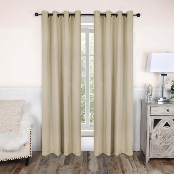 Superior Blackout Solid Light Filtering Grommet Curtain Panel Set, 52"X 96", Ivory