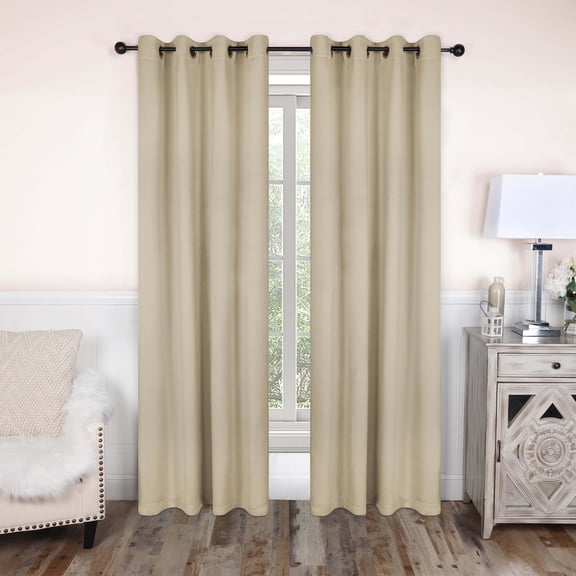 Superior Blackout Solid Light Filtering Grommet Curtain Panel Set, 52" x 96", Ivory