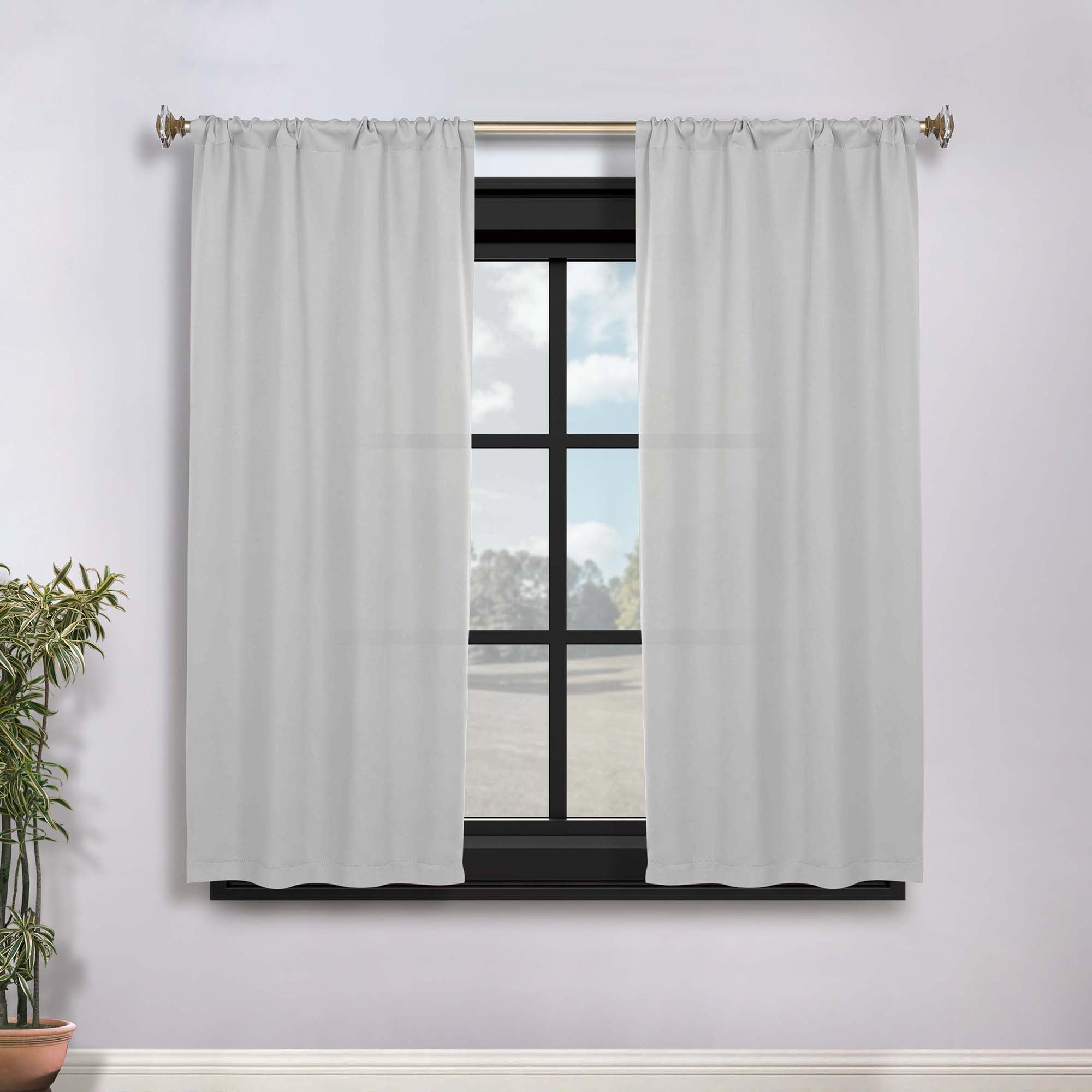 Superior Blackout Solid Light Filtering Rod pocket Curtain Panel Set, 36" x 63", Marshmellow