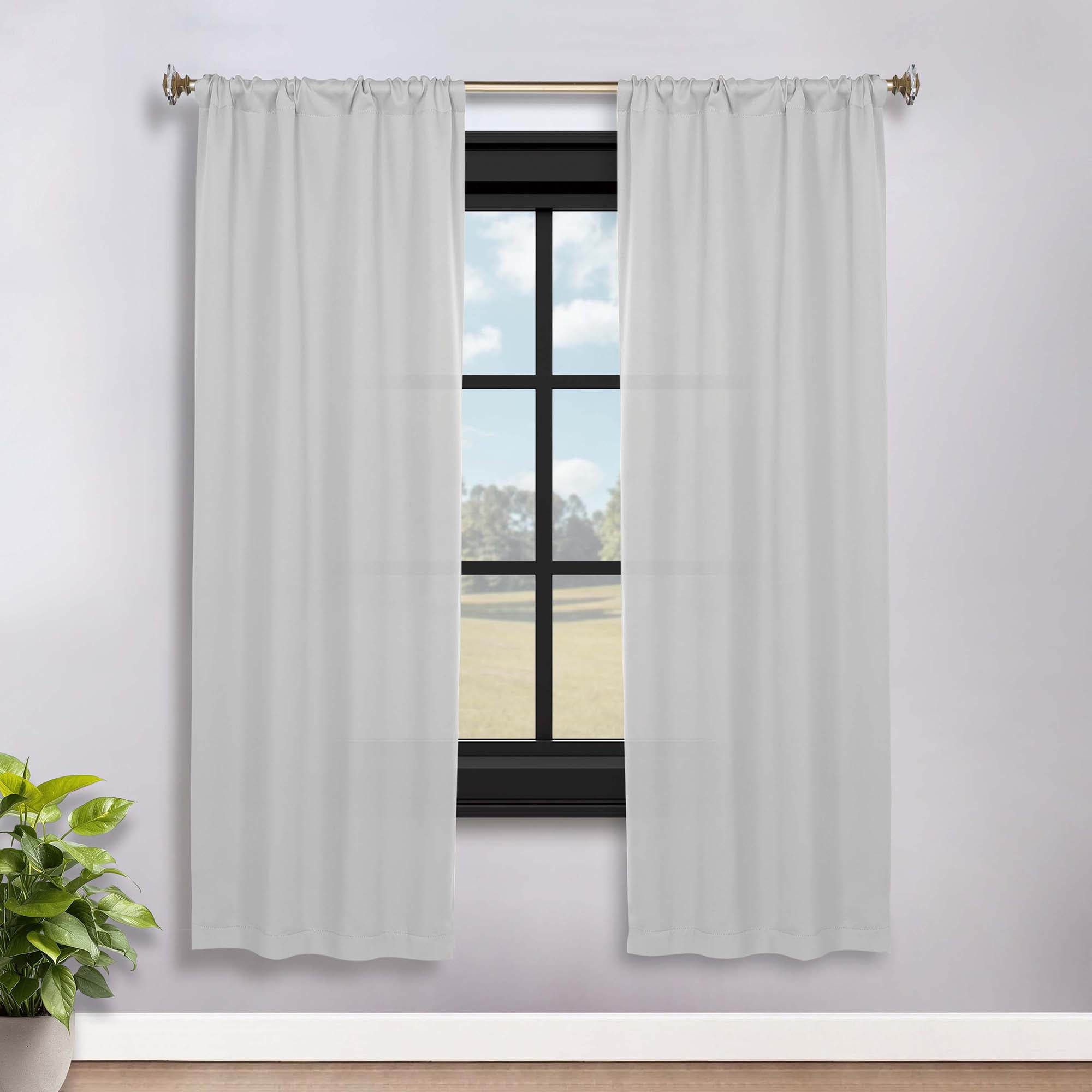 Superior Blackout Solid Light Filtering Rod pocket Curtain Panel Set, 36" x 72", Marshmellow