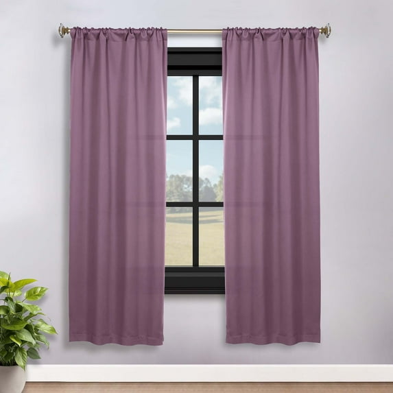 Superior Blackout Solid Light Filtering Rod pocket Curtain Panel Set, 36"X 72", Wisteria