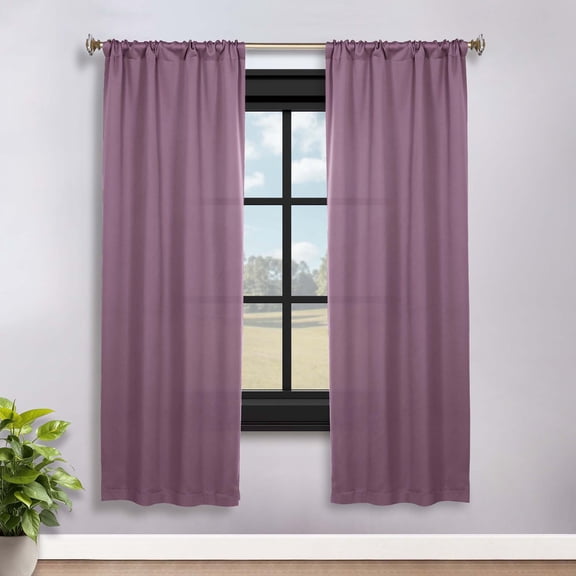 Superior Blackout Solid Light Filtering Rod pocket Curtain Panel Set, 36" x 72", Wisteria