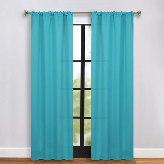 Superior Blackout Solid Light Filtering Rod pocket Curtain Panel Set, 36"X 84", Aqua