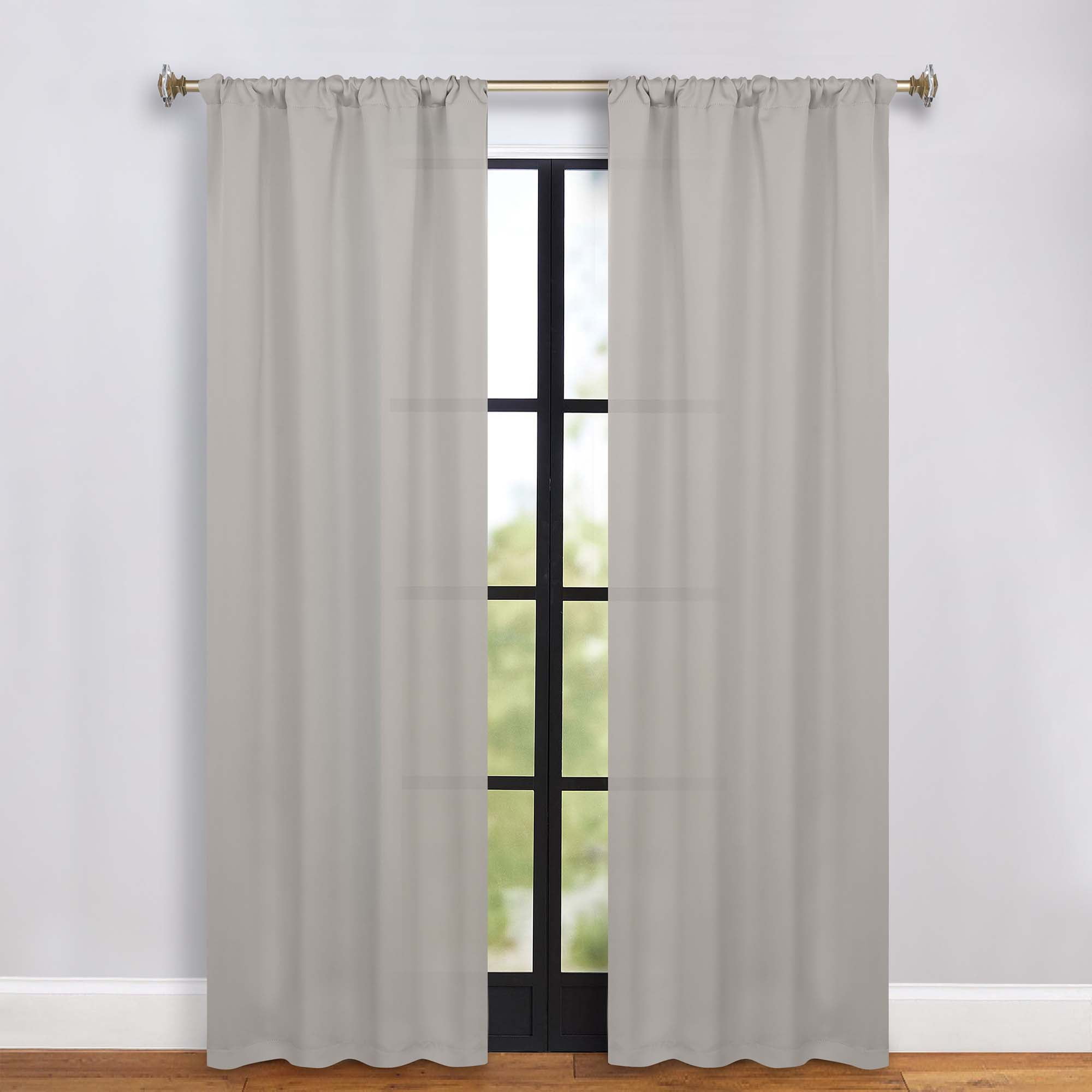 Superior Blackout Solid Light Filtering Rod pocket Curtain Panel Set, 36" x 84", Chrome