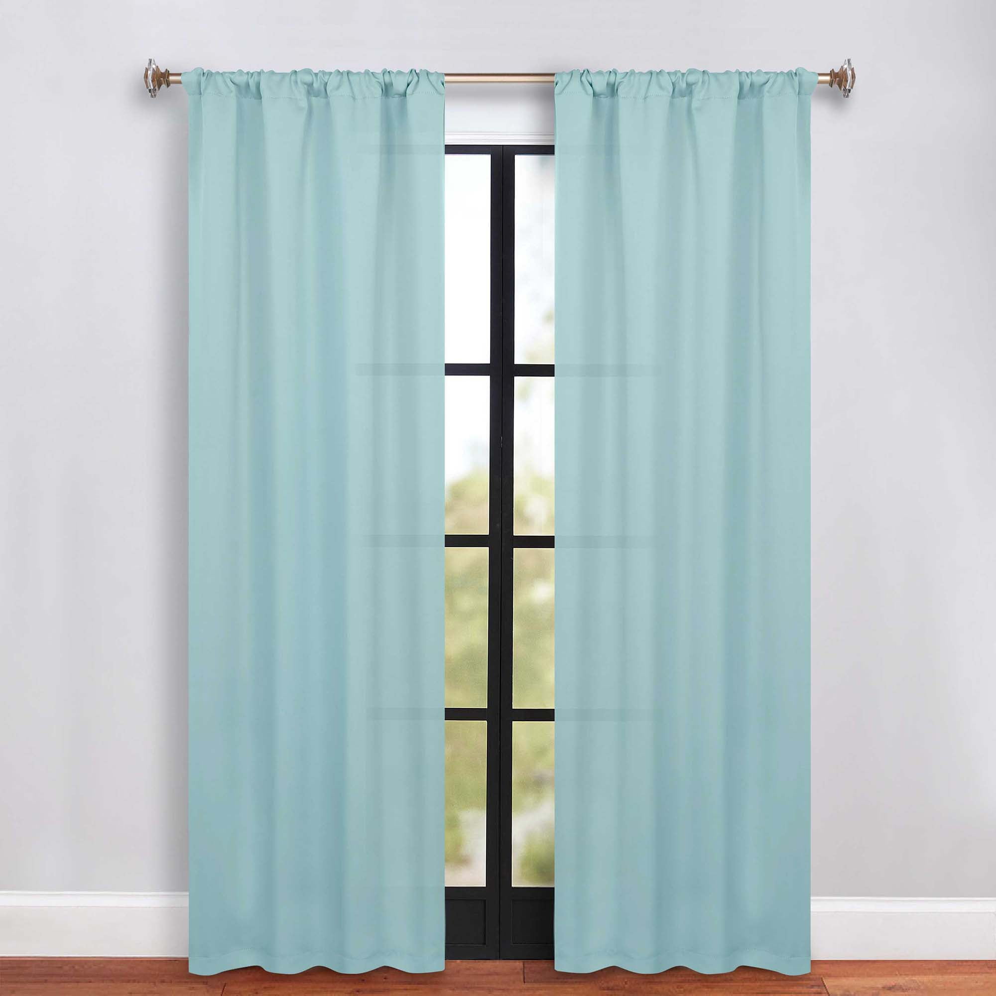 Superior Blackout Solid Light Filtering Rod pocket Curtain Panel Set, 36" x 84", Green Lily