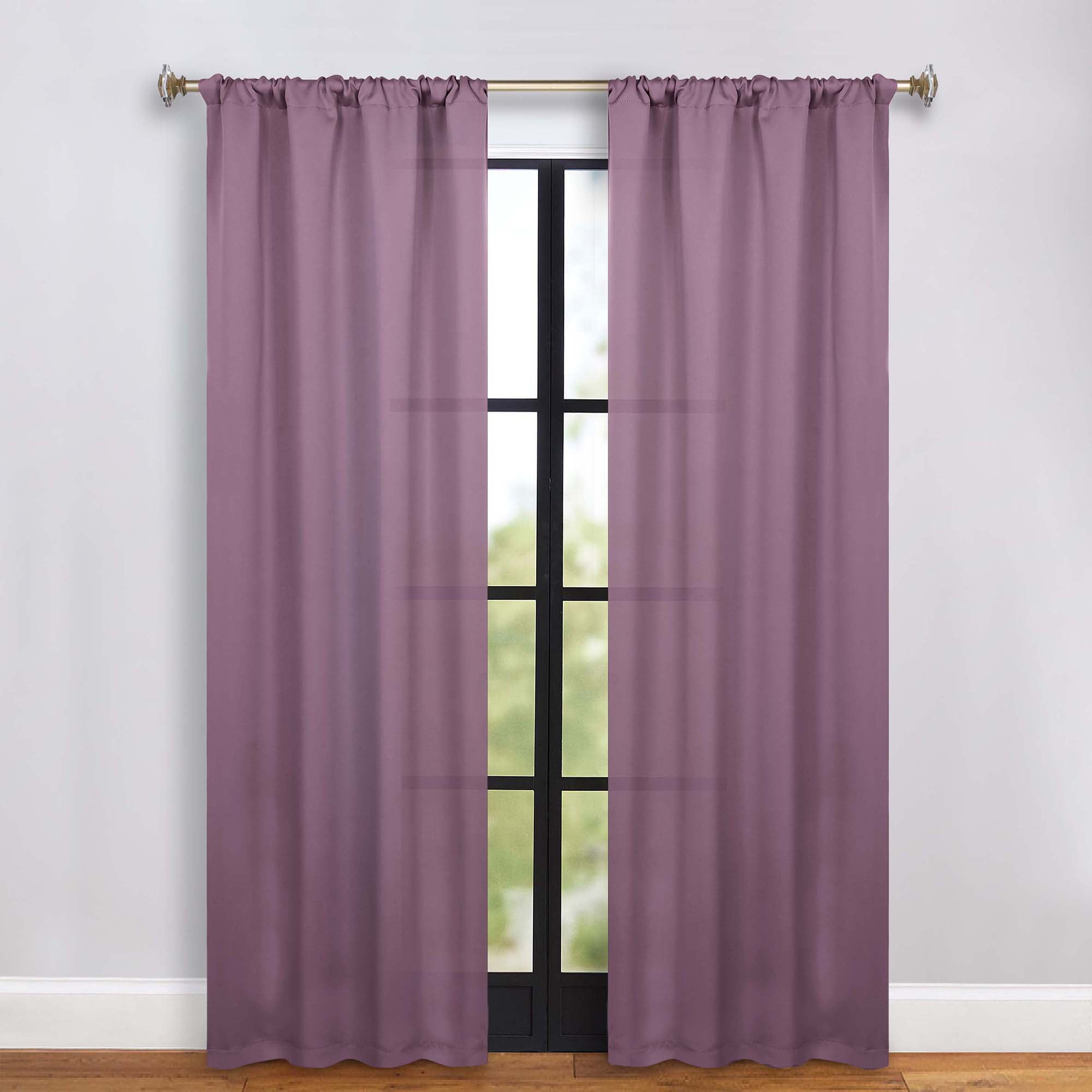 Superior Blackout Solid Light Filtering Rod pocket Curtain Panel Set, 36" x 84", Wisteria