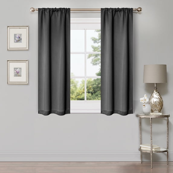 Superior Solid Blackout Curtain Set of 4, 26" x 63", Grey