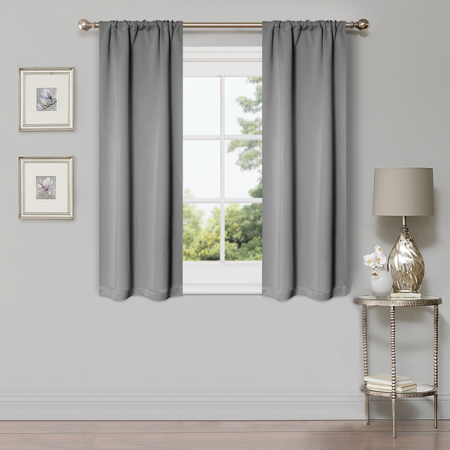 Superior Solid Blackout Curtain Set of 4, 26" x 63", Silver