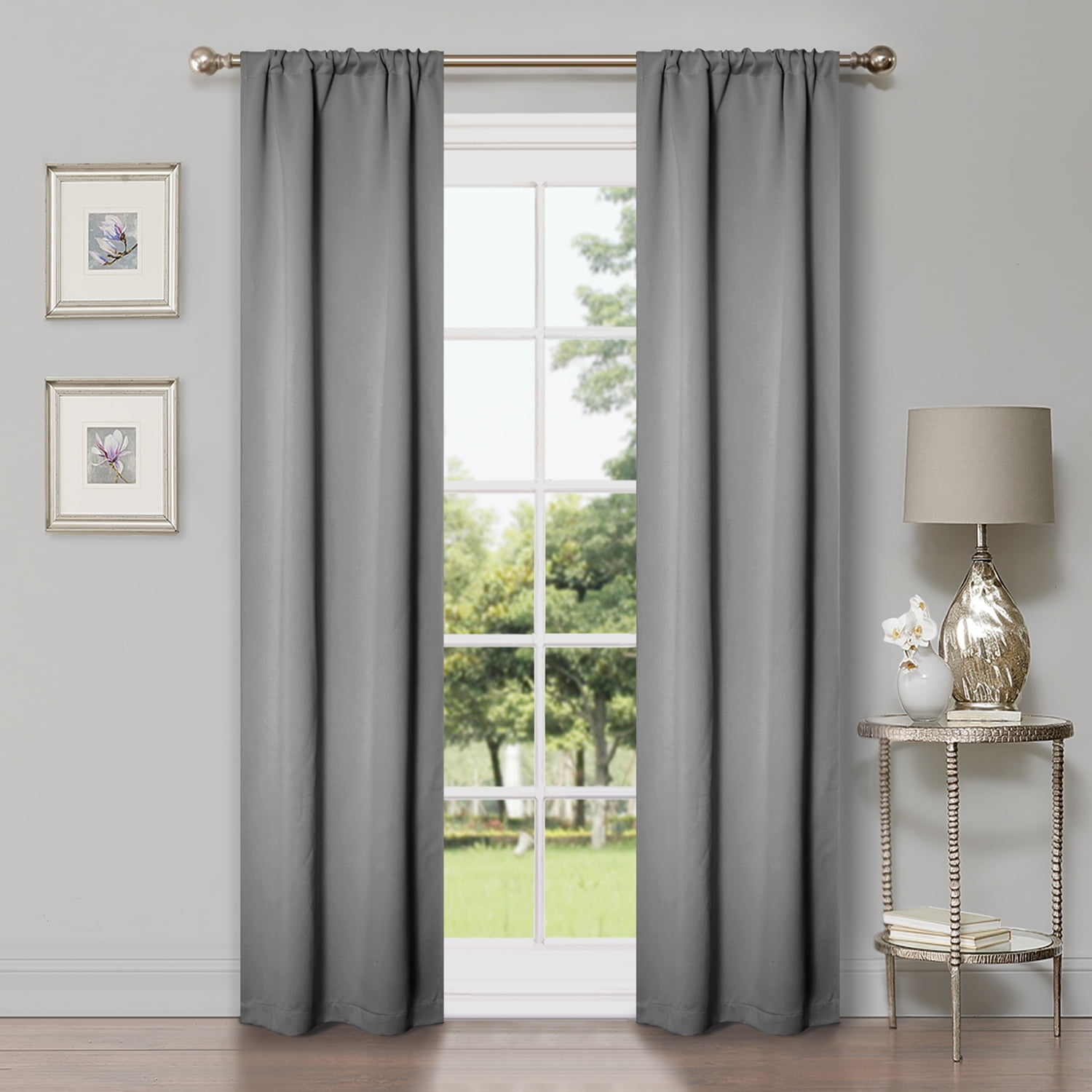 Superior Solid Blackout Curtain Set of 4, 26" x 84", Silver