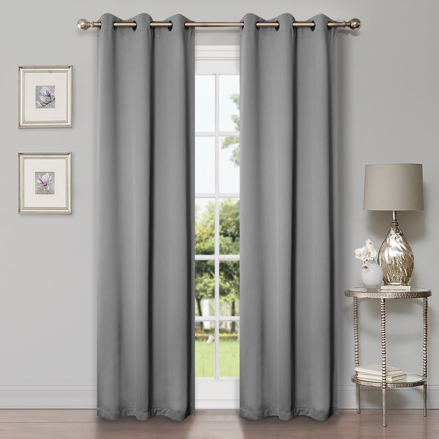 Superior Solid Blackout Curtain Set of 4, 42" x 63", Silver