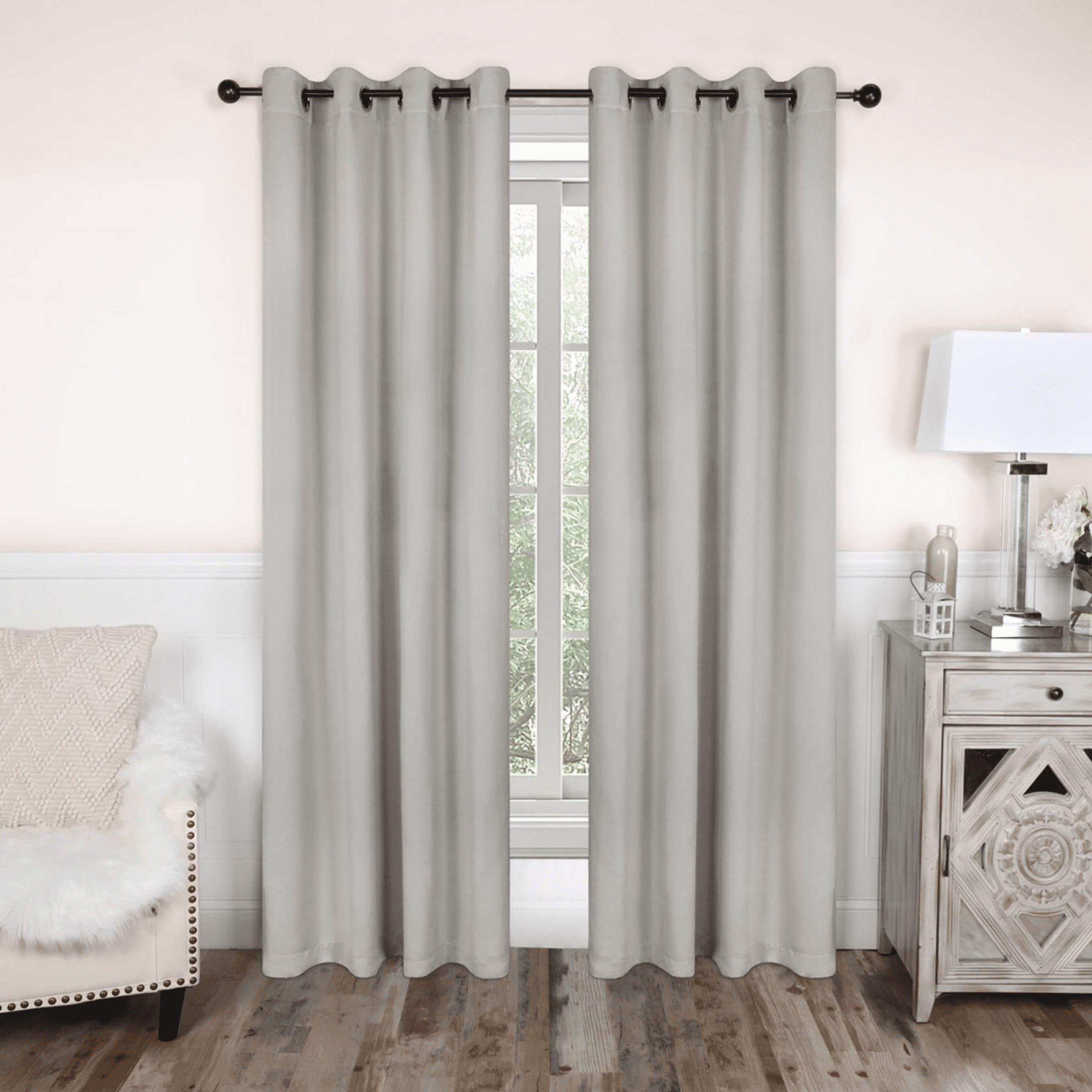 Superior Solid Blackout Curtain Set of 4, 52" x 108", Chrome