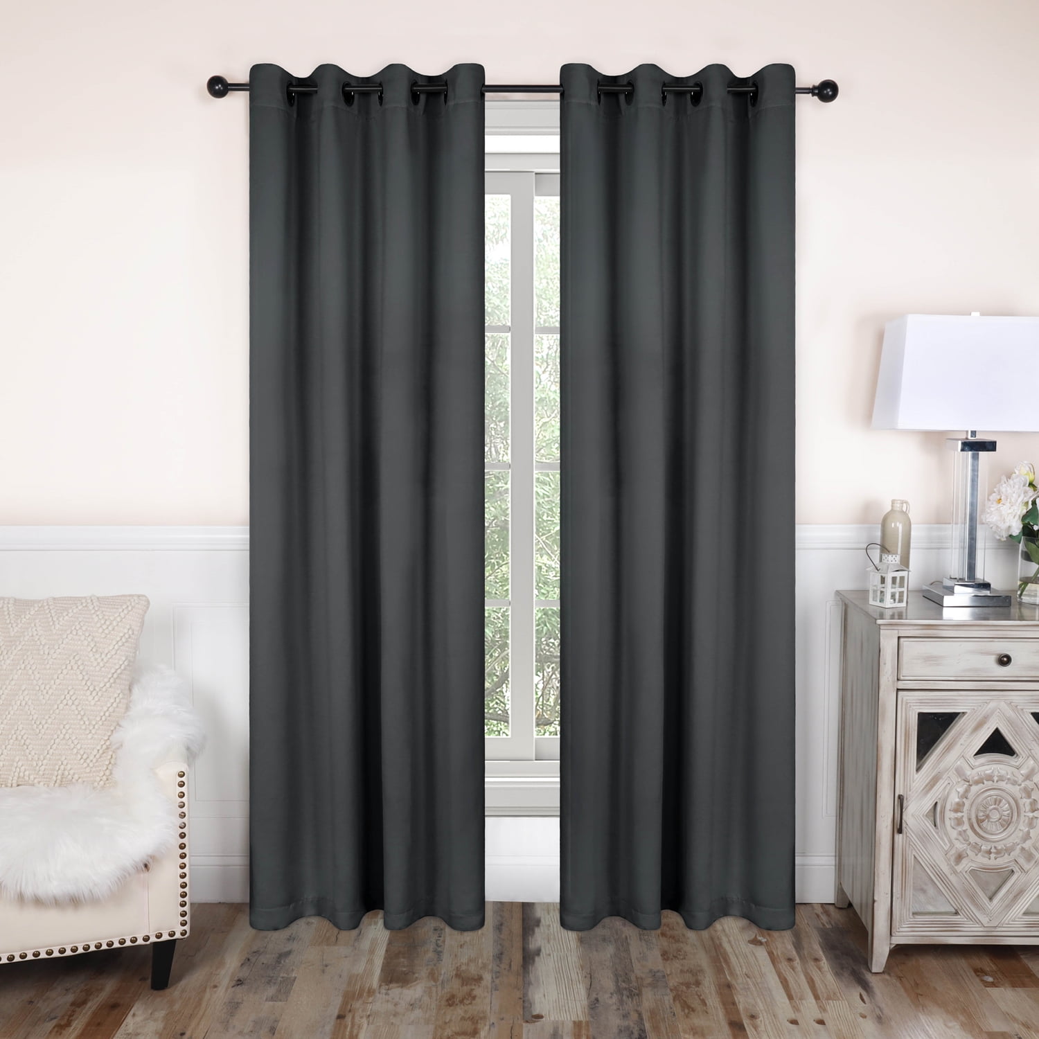 Superior Solid Blackout Curtain Set of 4, 52" x 63", Green Lily