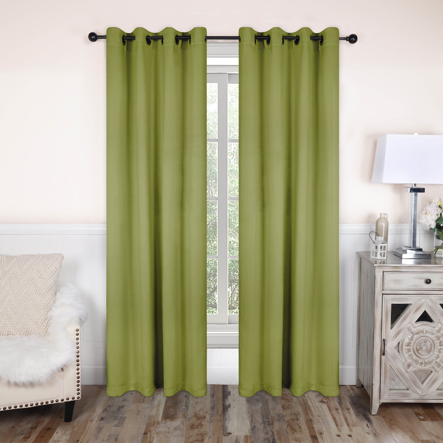Superior Solid Blackout Curtain Set of 4, 52" x 84", Sage