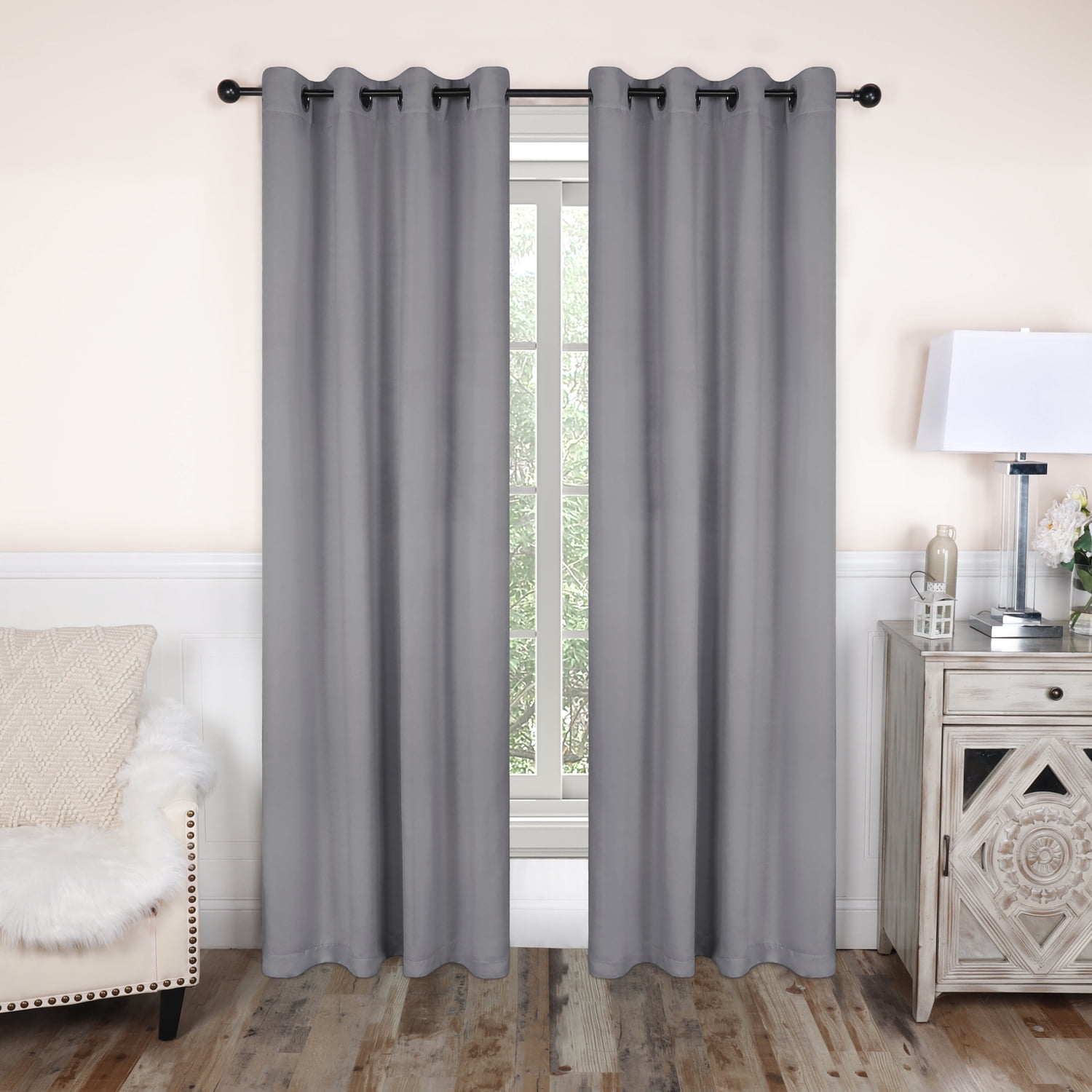Superior Solid Blackout Curtain Set of 4, 52" x 84", Silver