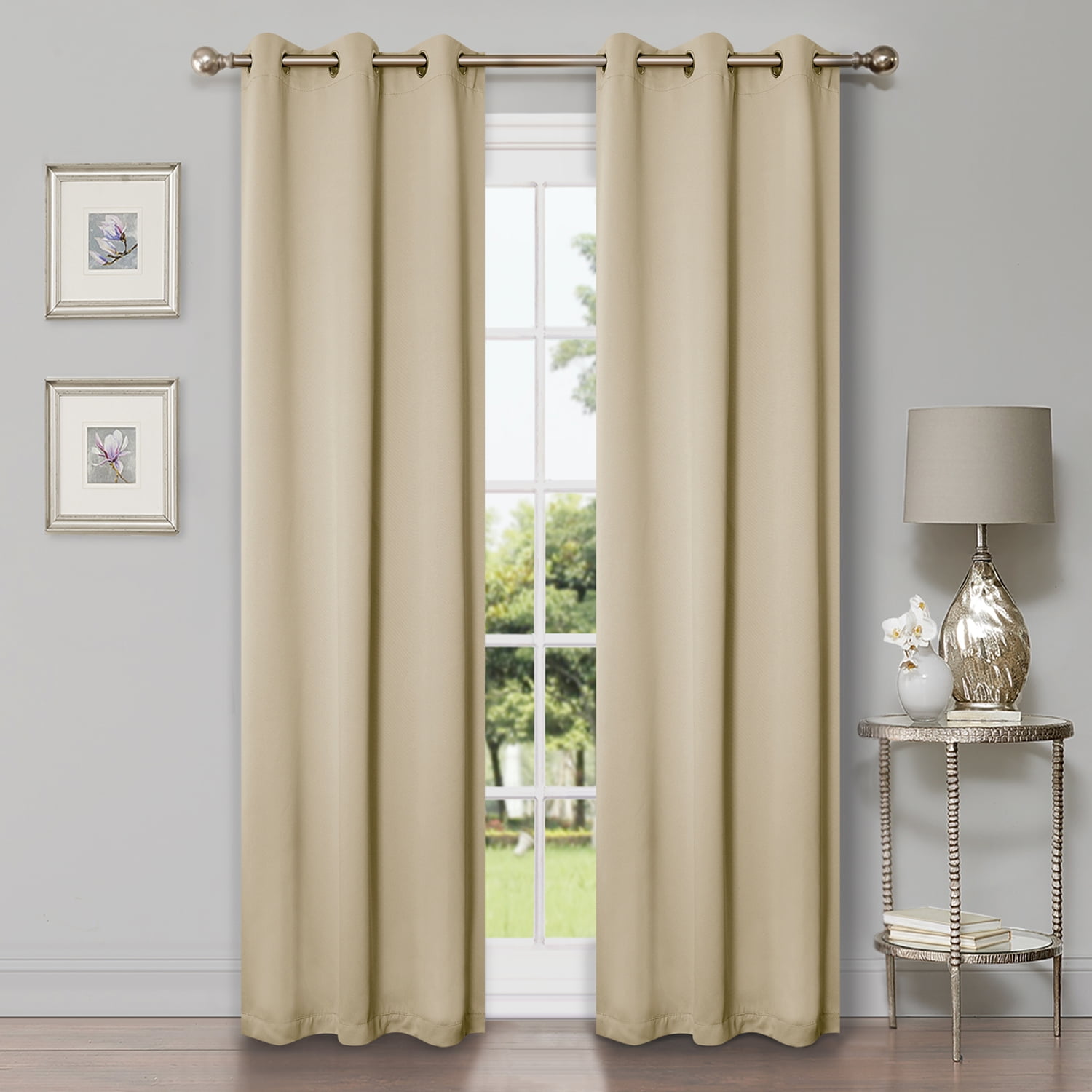 Superior Solid Blackout Curtain Set of 8, 42" x 63", Ivory
