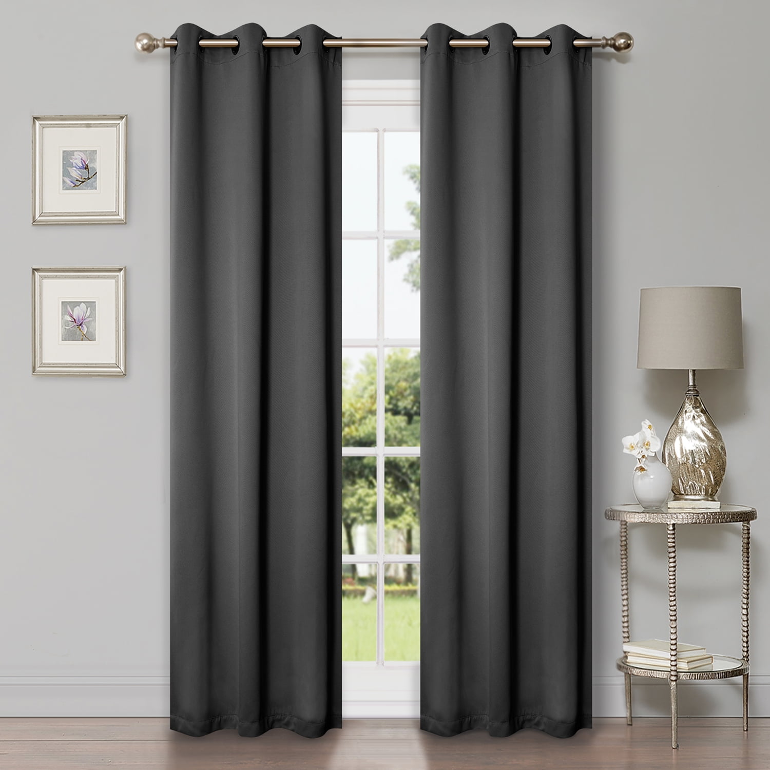 Superior Solid Blackout Curtain Set of 8, 42" x 84", Grey
