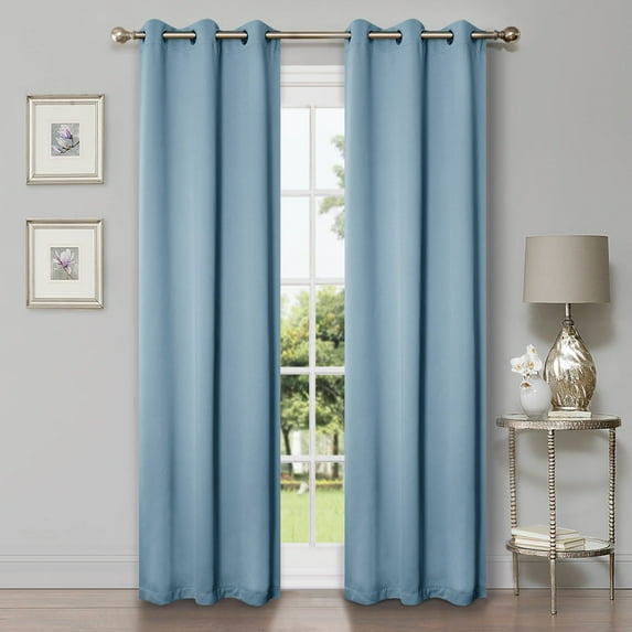 Superior Solid Blackout Curtain Set of 8, 42" x 96", Light Blue
