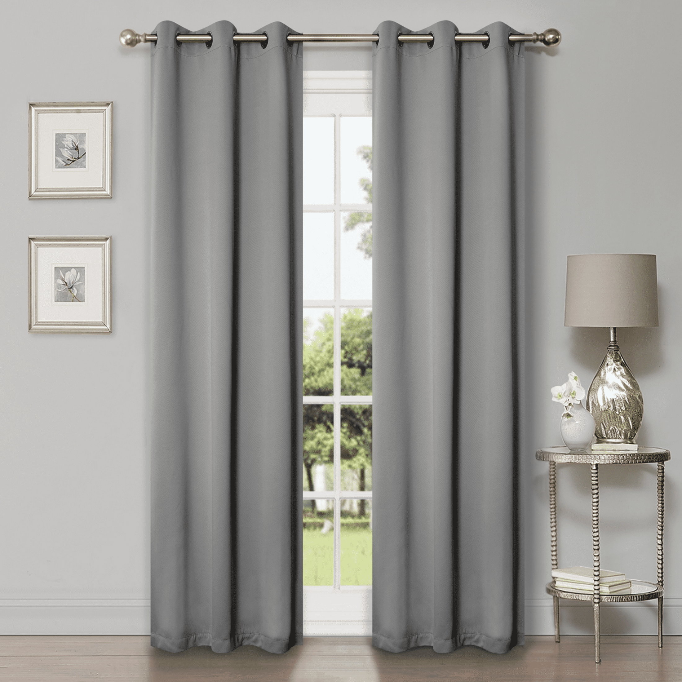 Superior Solid Blackout Curtain Set of 8, 42" x 96", Silver