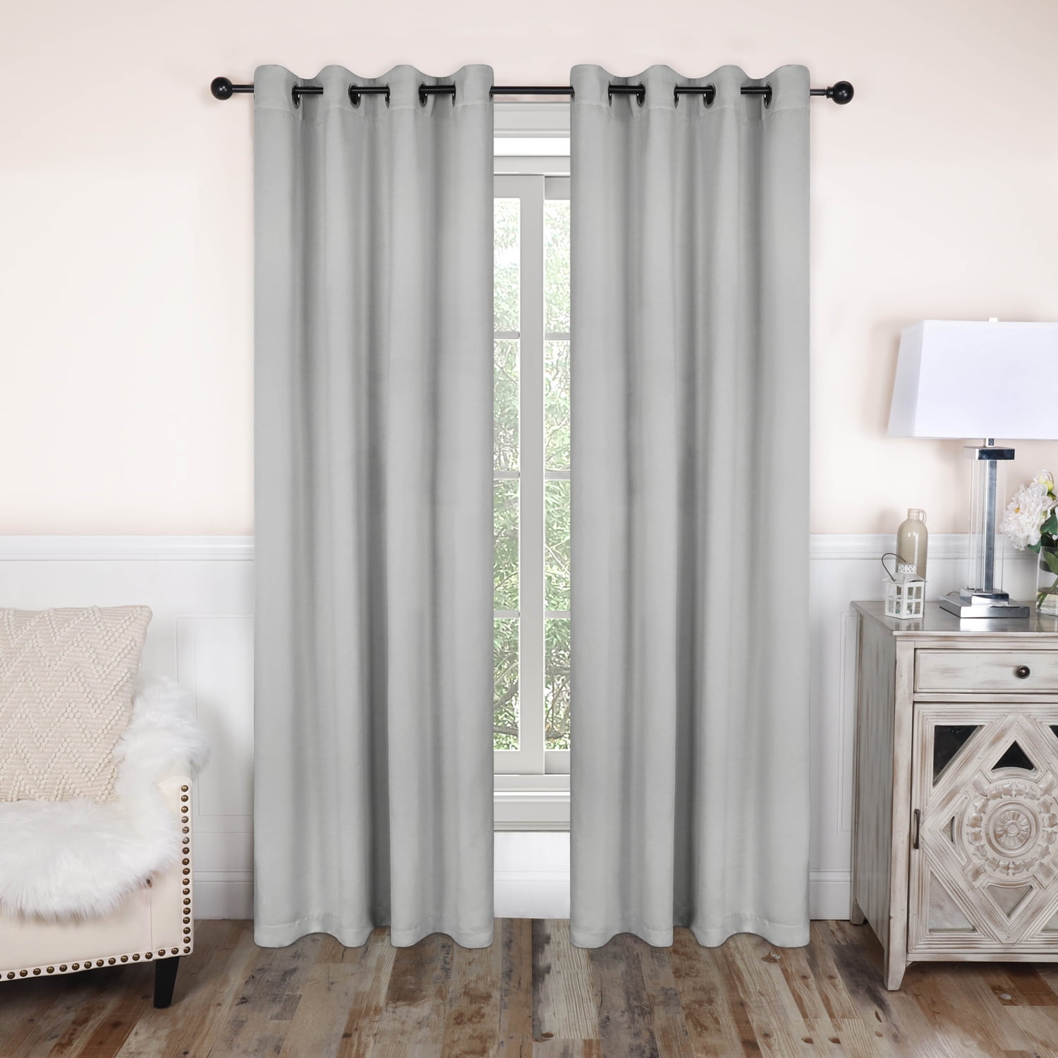 Superior Solid Blackout Curtain Set of 8, 52" x 108", Marshmallow