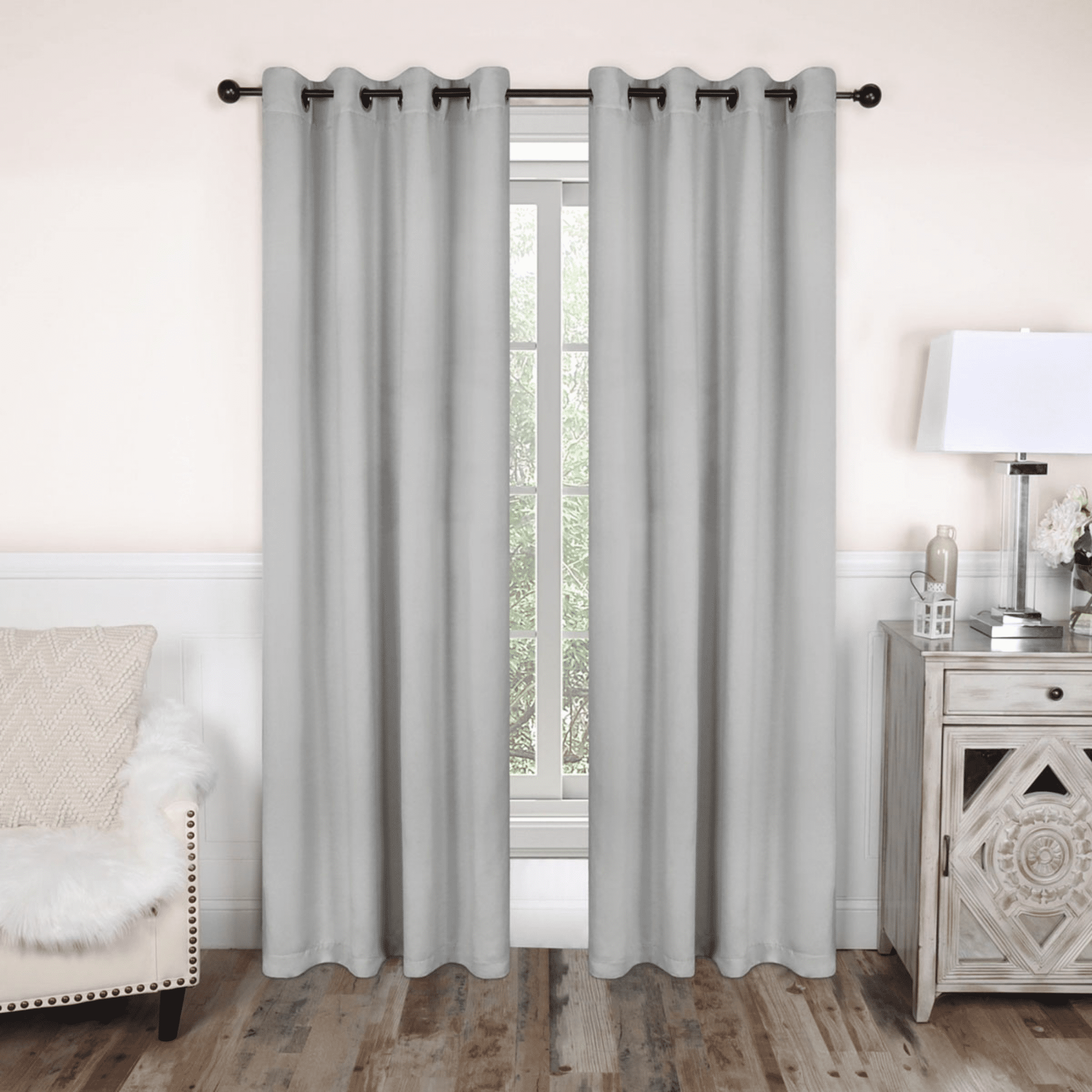 Superior Solid Blackout Curtain Set of 8, 52" x 63", Marshmallow