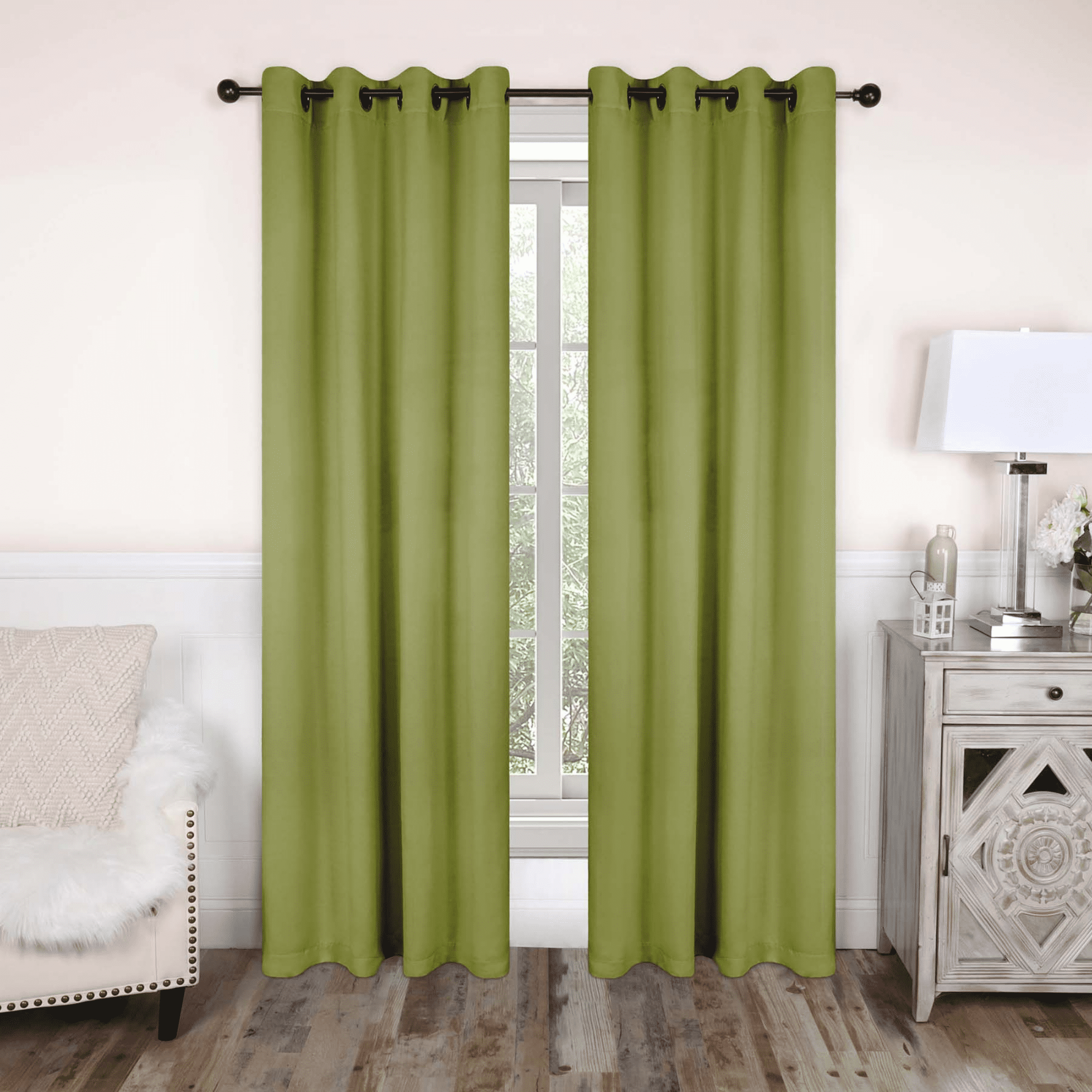 Superior Solid Blackout Curtain Set of 8, 52" x 63", Sage