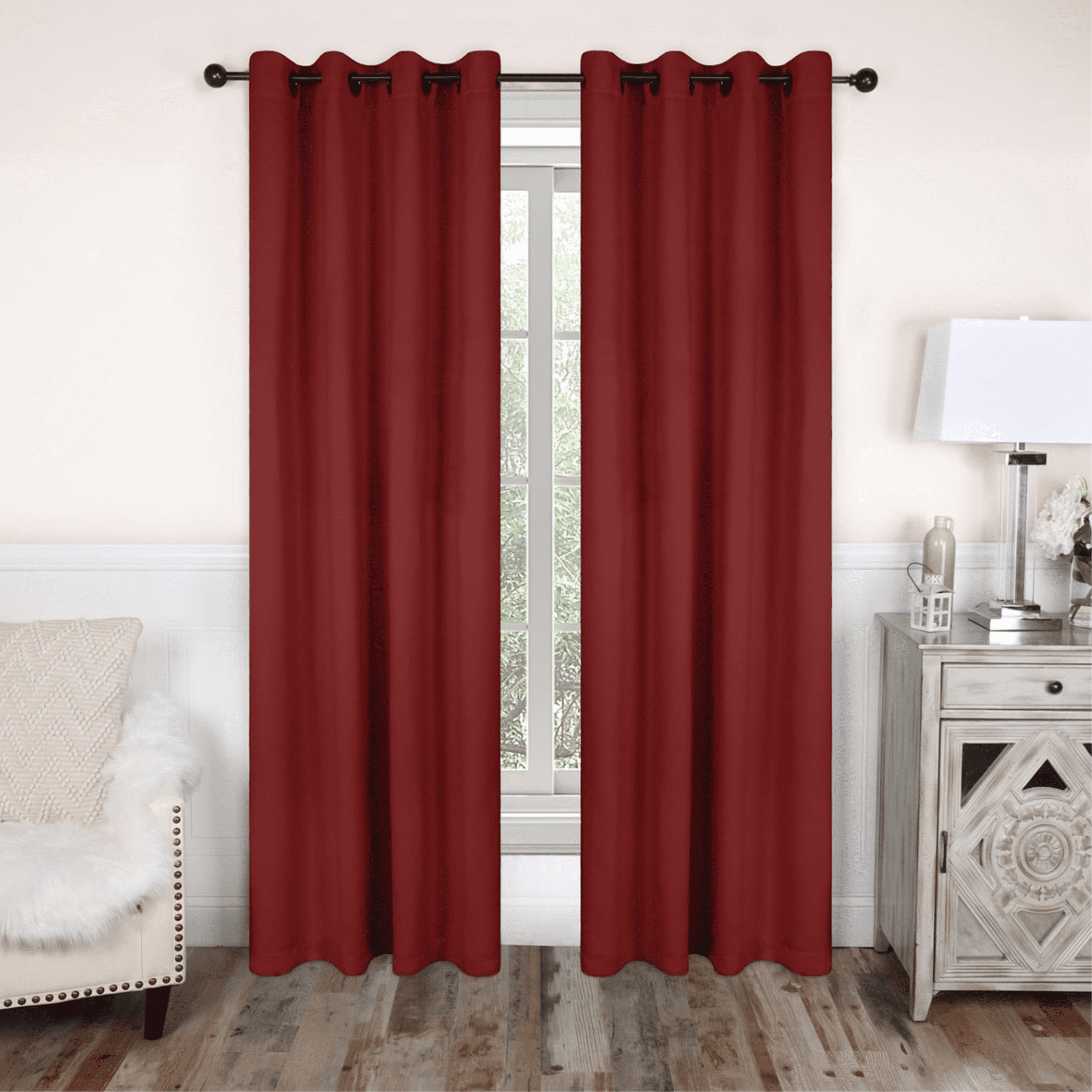 Superior Solid Blackout Curtain Set of 8, 52" x 63", Sangria