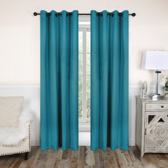 Superior Solid Blackout Curtain Set of 8, 52" x 84", Aqua