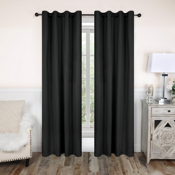 Superior Solid Blackout Curtain Set of 8, 52" x 84", Black