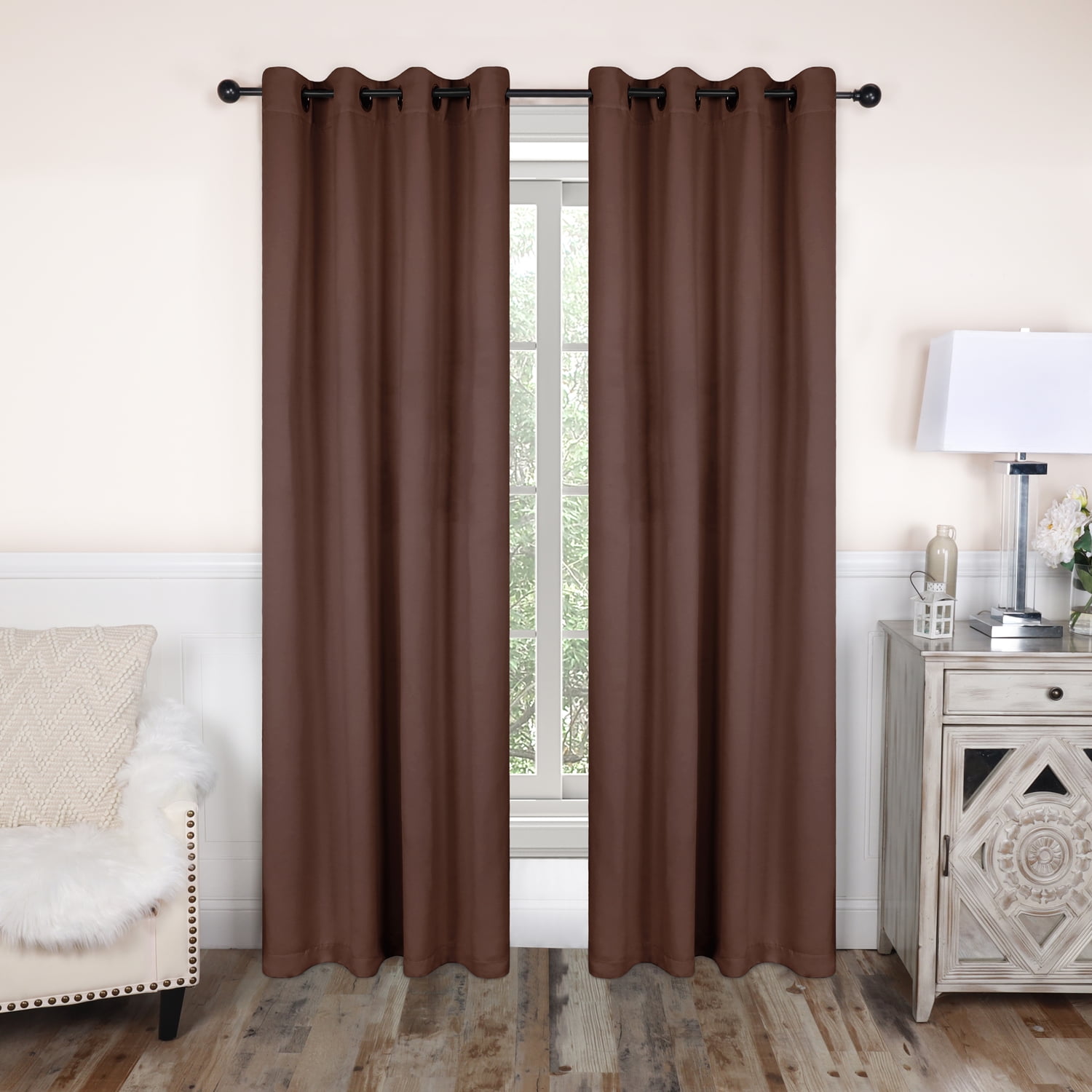 Superior Solid Blackout Curtain Set of 8, 52" x 84", Cappuccino