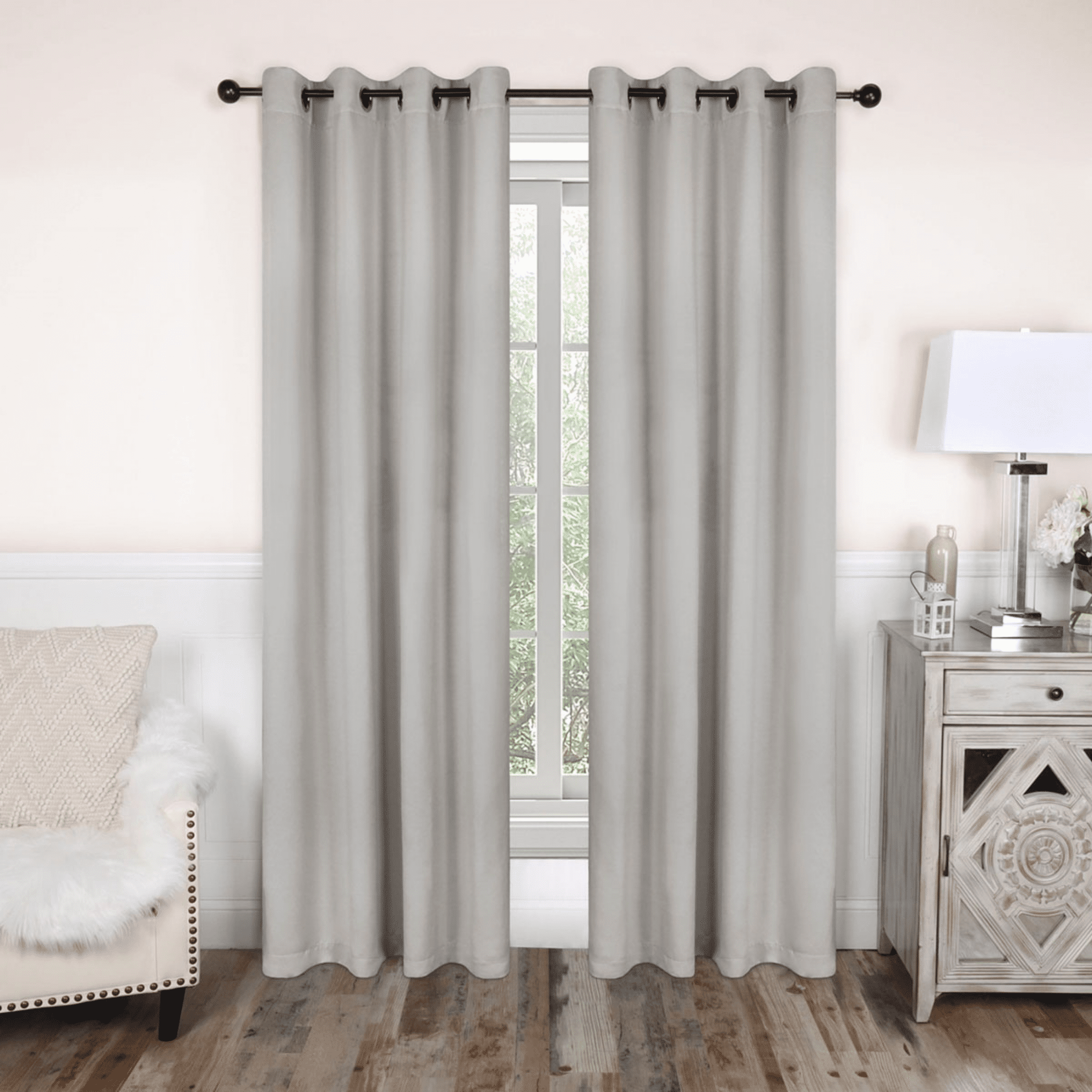 Superior Solid Blackout Curtain Set of 8, 52" x 84", Chrome