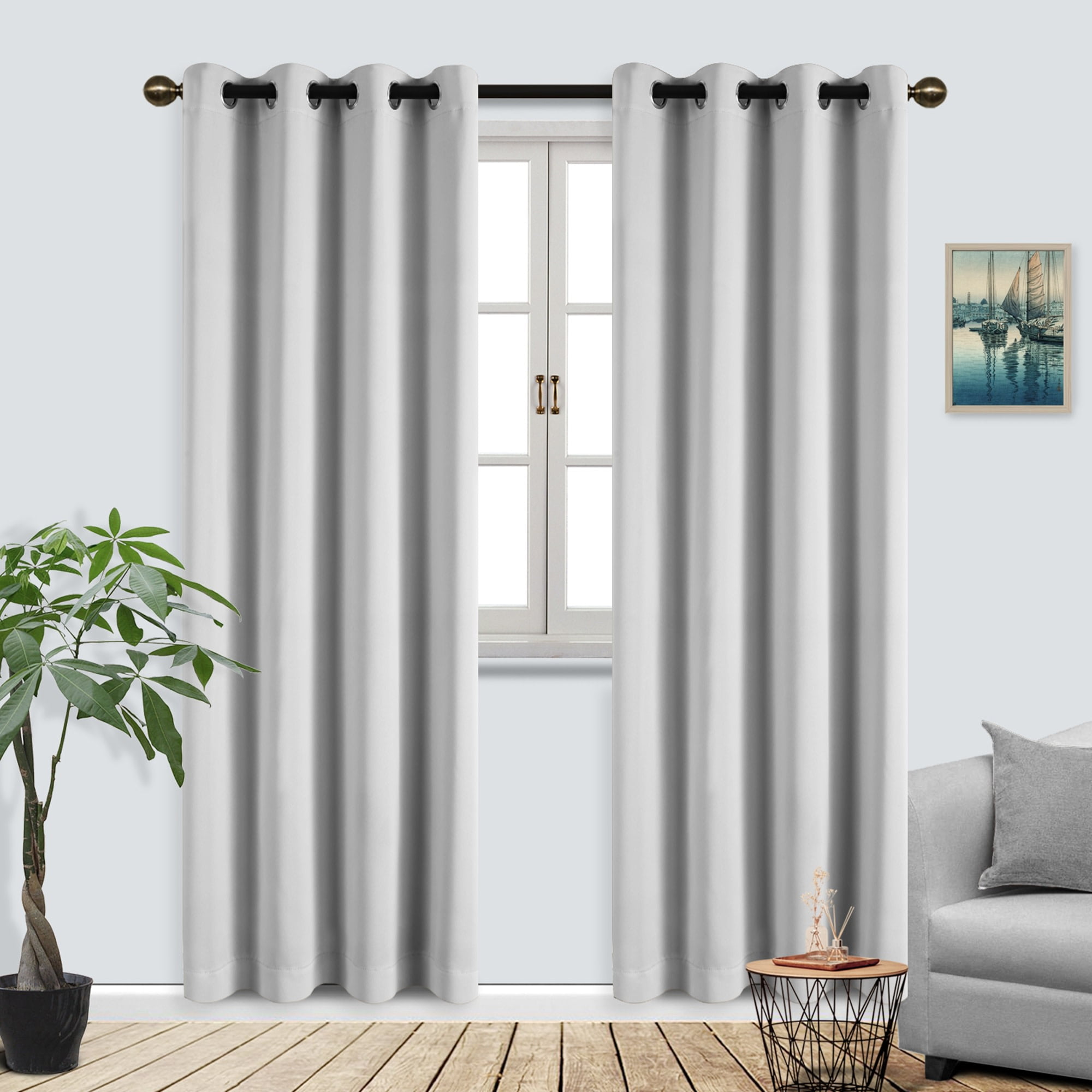 Superior Solid Blackout Curtain Set of 8, 52" x 84", Marshmallow