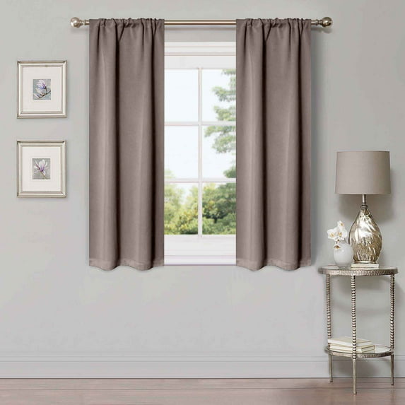 Superior Blackout Solid Light Filtering Rod pocket Curtain Panel Set, 26"X 63", Taupe