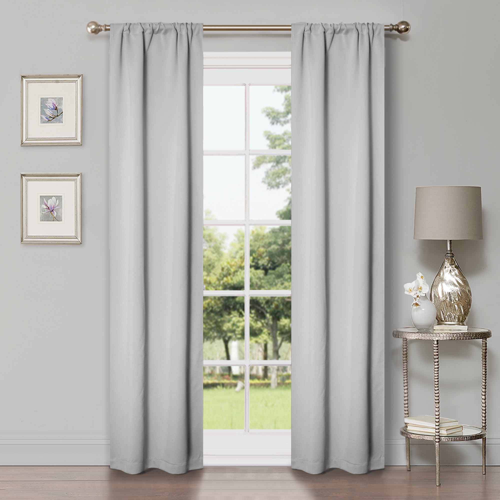 Superior Blackout Solid Light Filtering Rod pocket Curtain Panel Set, 26" x 84", Marshmellow
