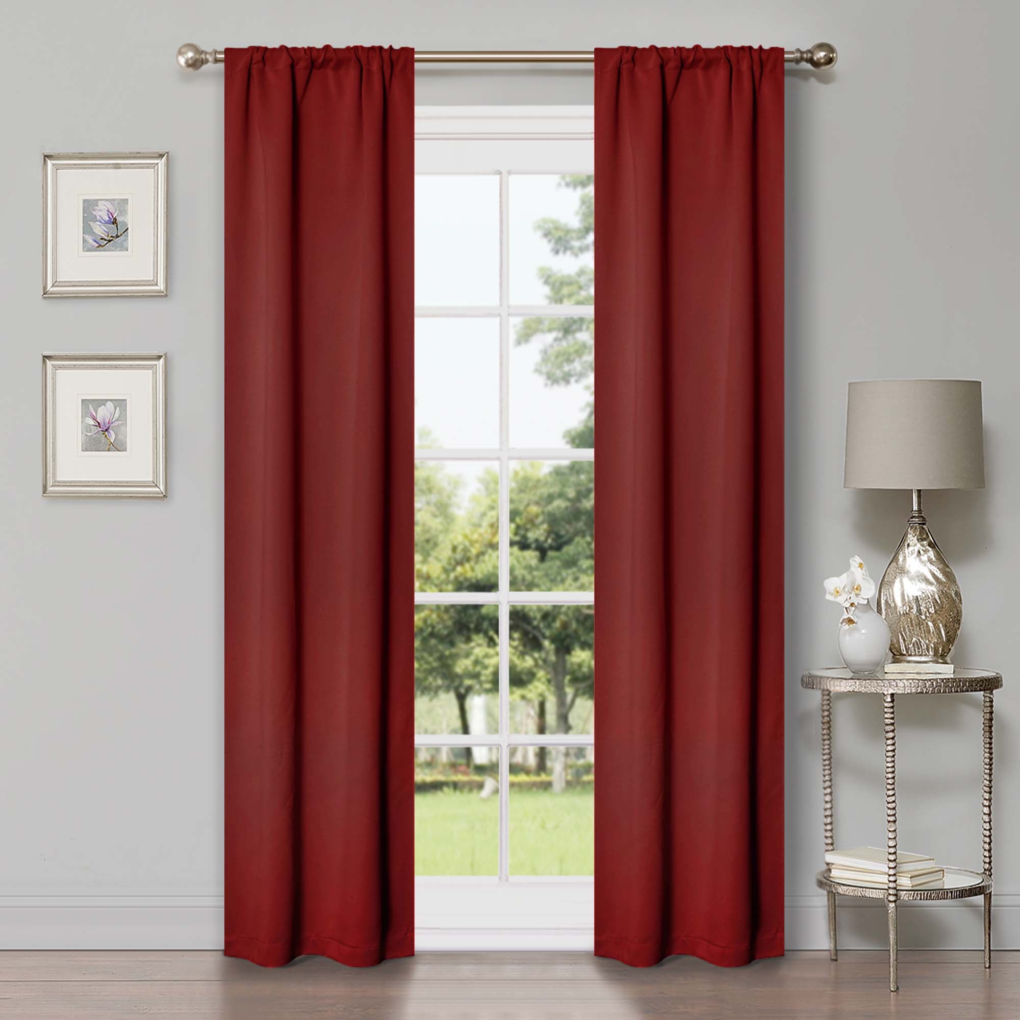 Sangria Polyester Blackout Rod Pocket Curtain Panels 26" x 84" Set of 2