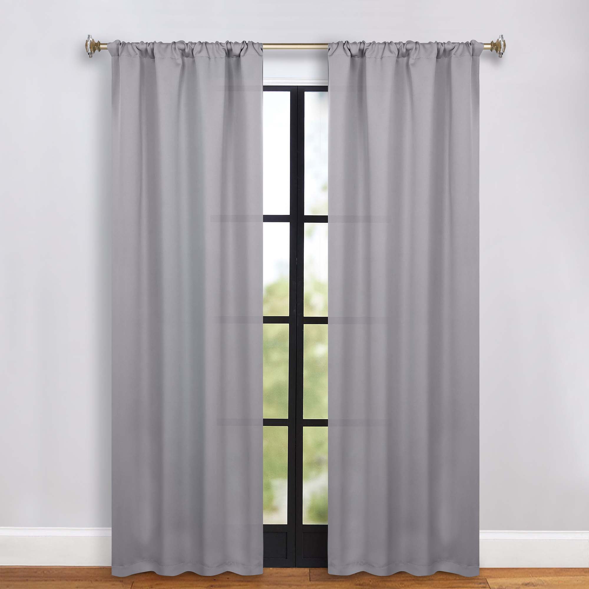 Superior Blackout Solid Light Filtering Rod pocket Curtain Panel Set, 36" x 84", Silver