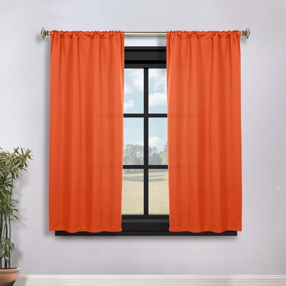 Superior Blackout Solid Light Filtering Rod pocket Curtain Panel Set, 36" x 63", Rust