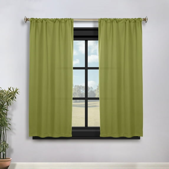 Superior Blackout Solid Light Filtering Rod pocket Curtain Panel Set, 36"X 63", Sage