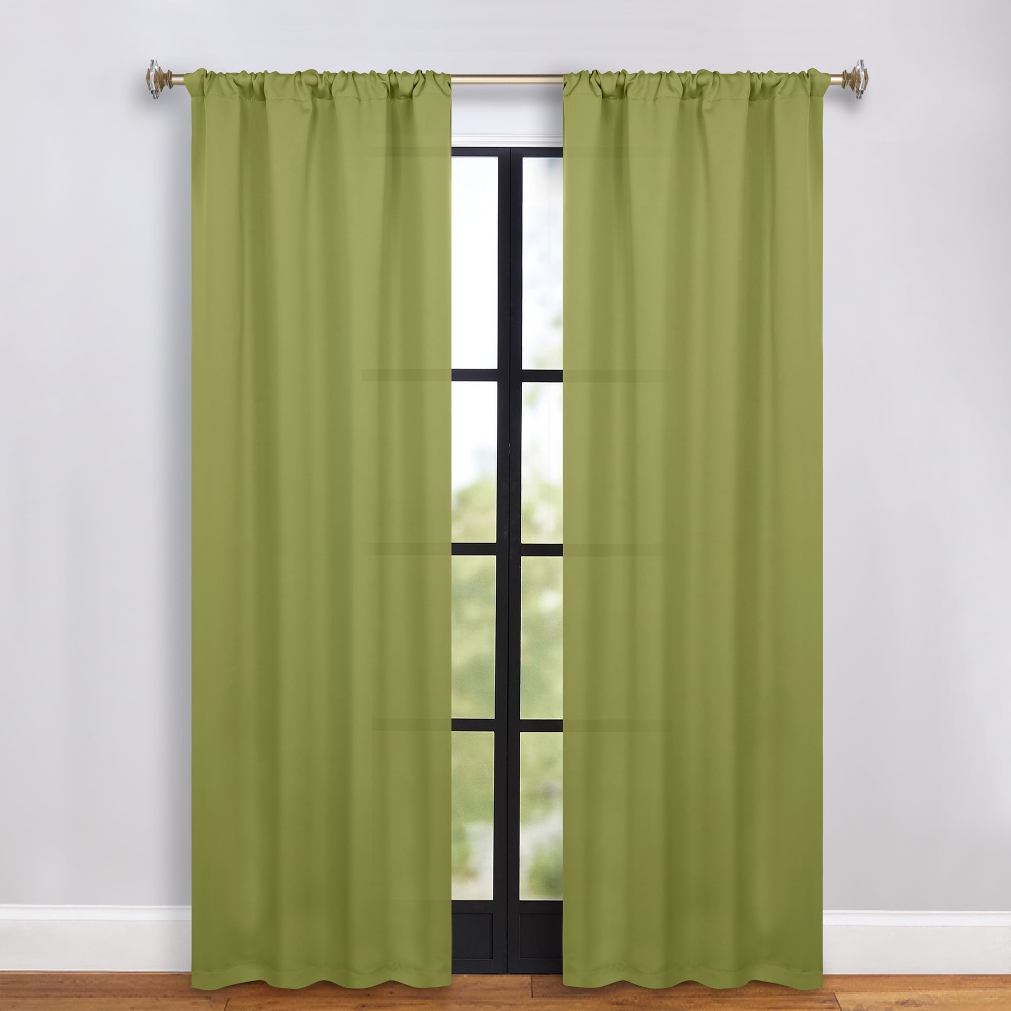 Superior Blackout Solid Light Filtering Rod pocket Curtain Panel Set, 36" x 84", Sage