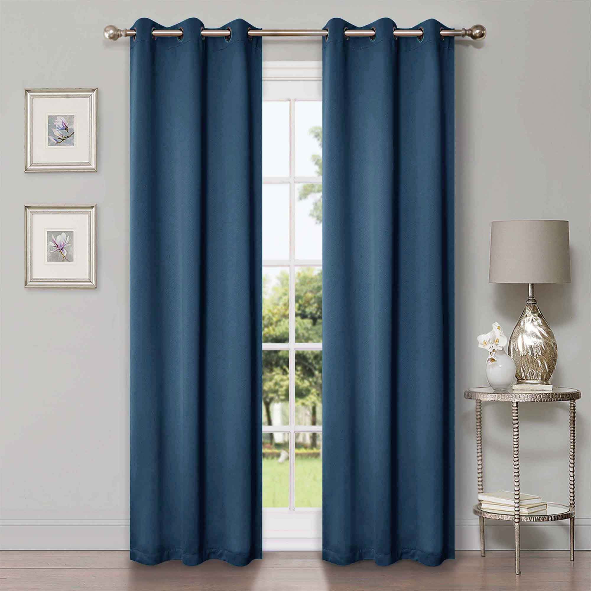 Superior Blackout Solid Light Filtering Grommet Curtain Panel Set, 42" x 108", Marine Blue