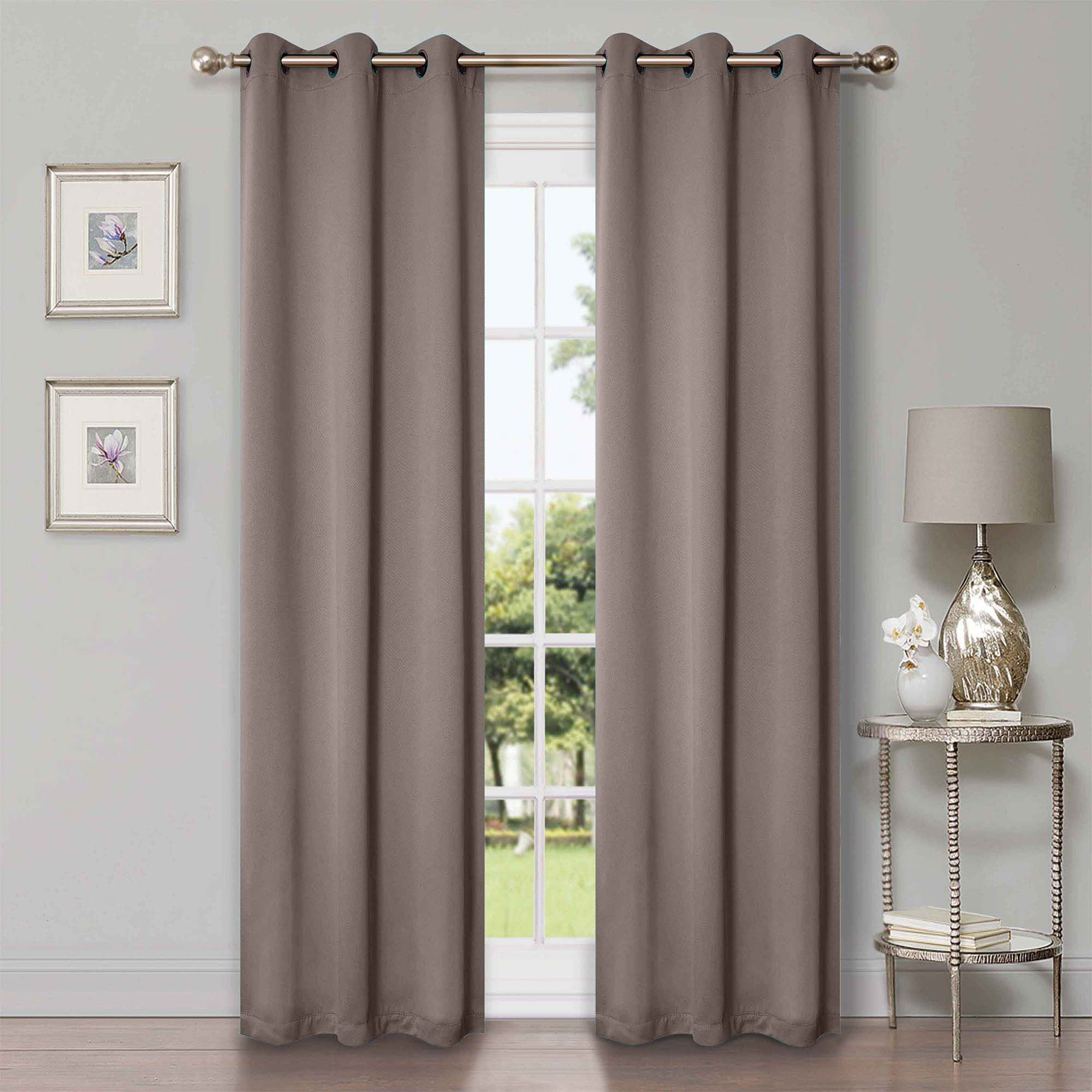 Superior Blackout Solid Light Filtering Grommet Curtain Panel Set, 42" x 108", Taupe
