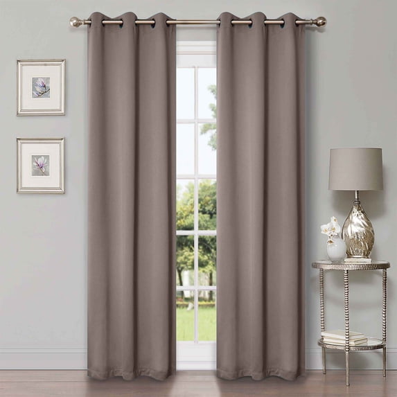 Superior Blackout Solid Light Filtering Grommet Curtain Panel Set, 42" x 108", Taupe