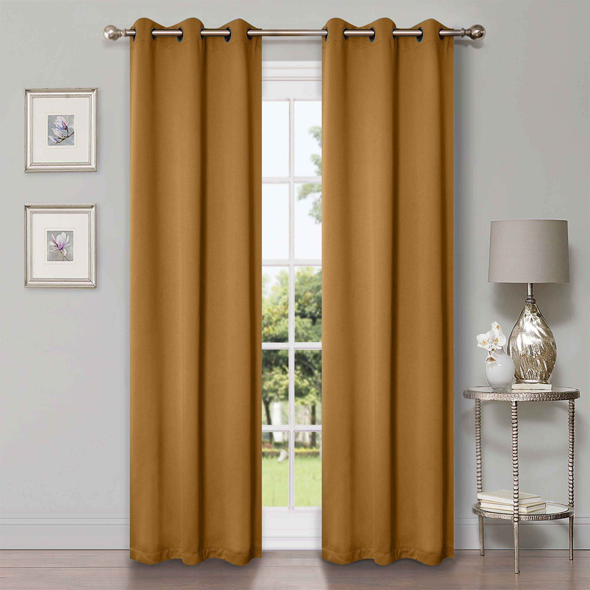 Superior Blackout Solid Light Filtering Grommet Curtain Panel Set, 42" x 96", Caramel Brown