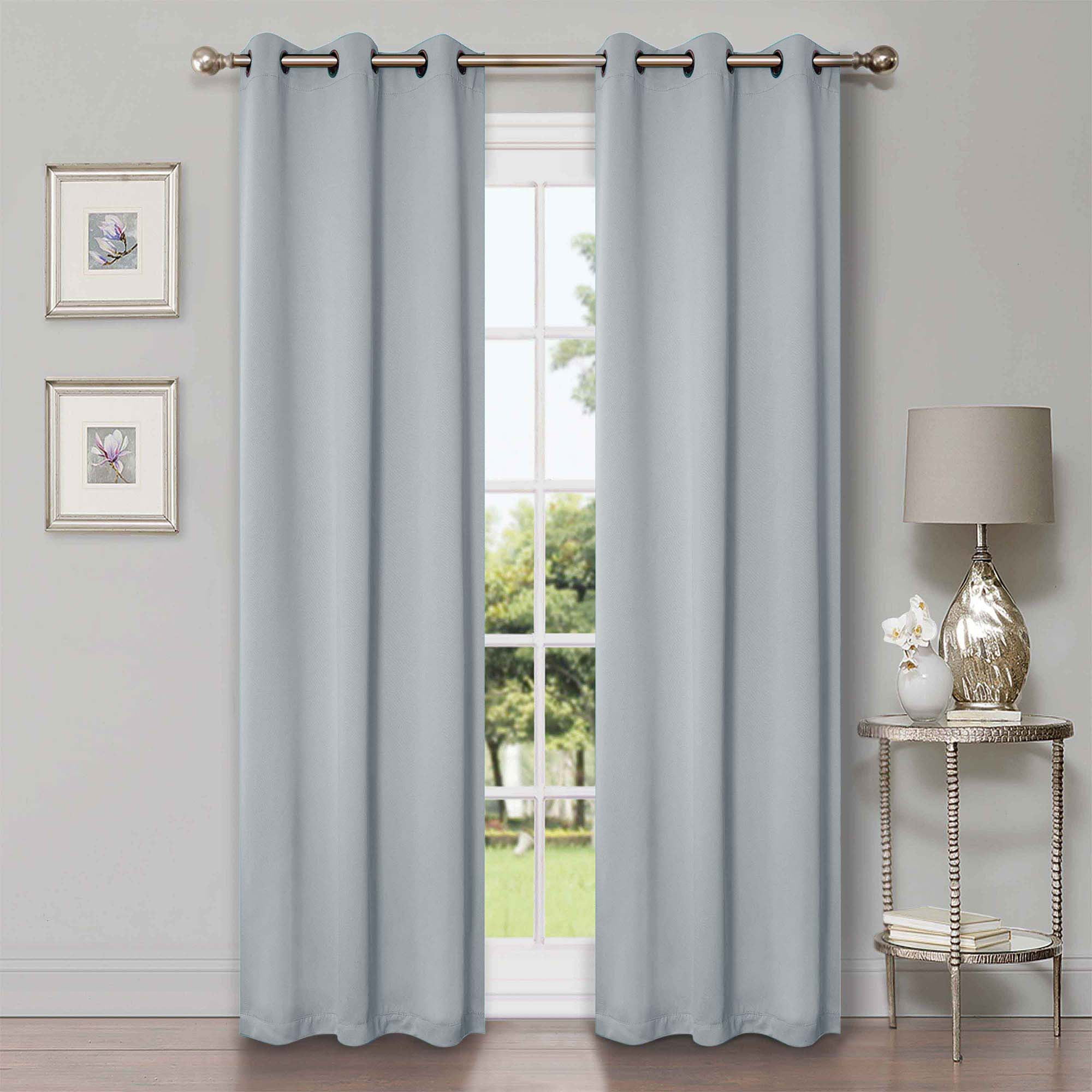 Superior Solid Blackout Curtains, Set of 2, 42" X 96", Stone Blue
