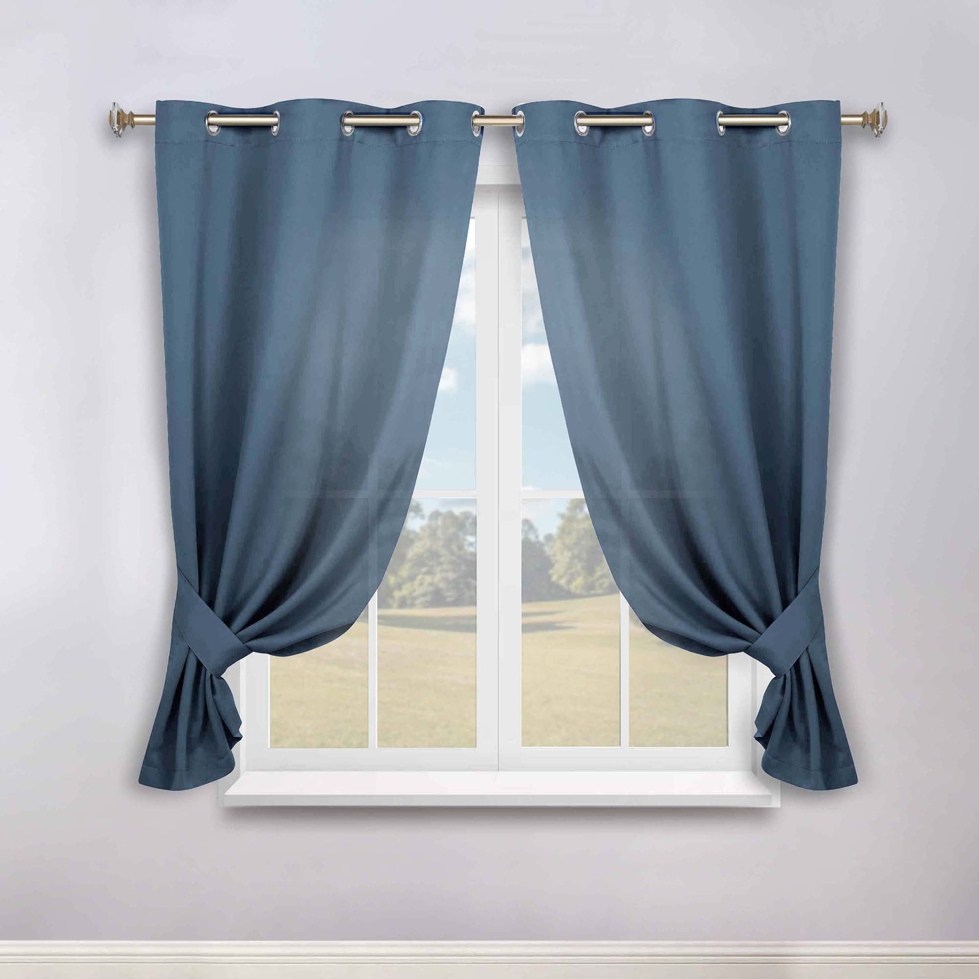 Superior Blackout Solid Light Filtering Grommet Curtain Panel Set, 46" x 63", Denim Blue