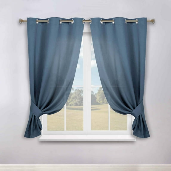 Superior Blackout Solid Light Filtering Grommet Curtain Panel Set, 46"X 63", Denim Blue