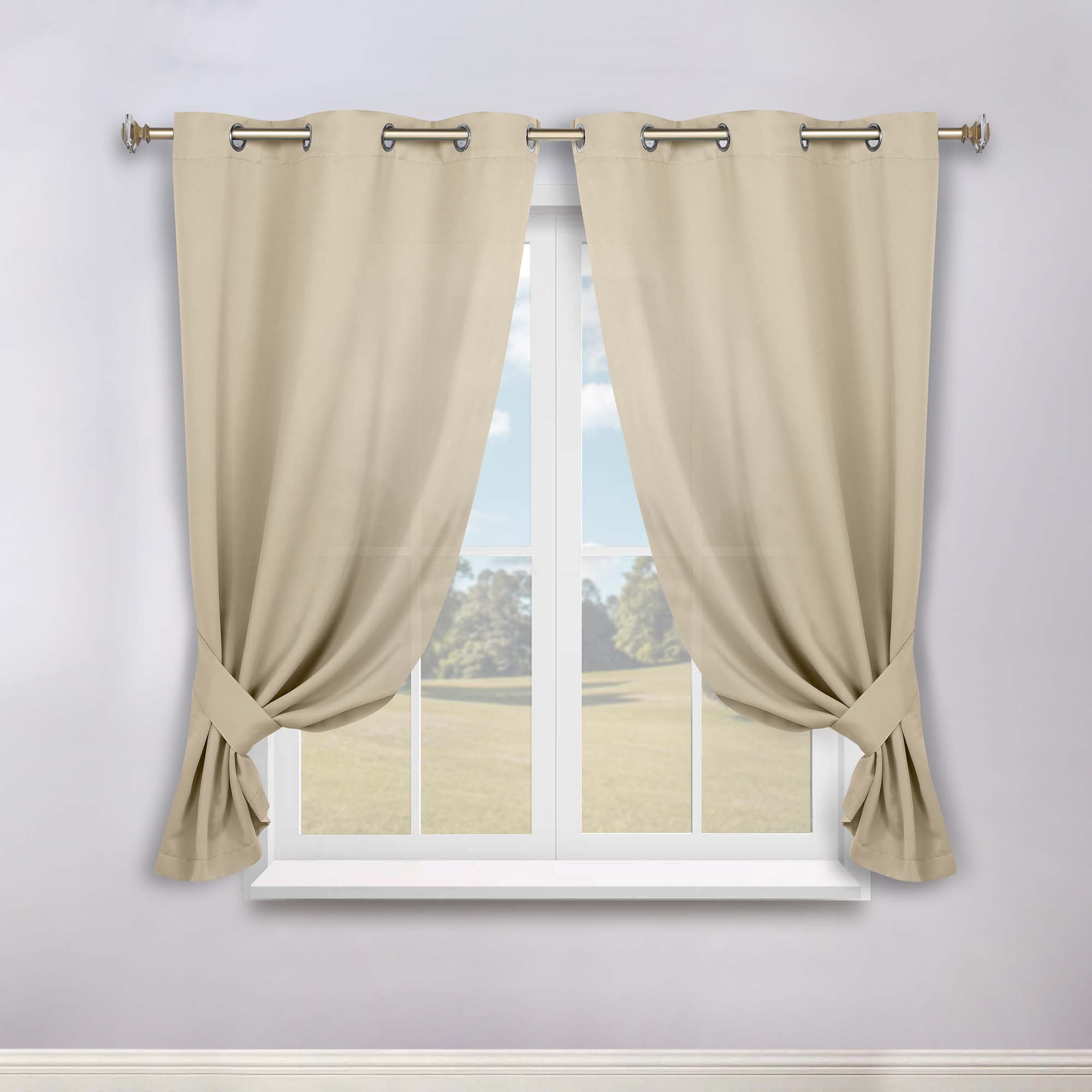 Superior Blackout Solid Light Filtering Grommet Curtain Panel Set, 46" x 63", Ivory