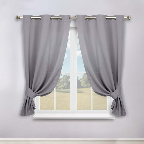 Superior Blackout Solid Light Filtering Grommet Curtain Panel Set, 46"X 63", Silver